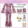 90s Hippie Disco Costume For Female With Floral Pattern And Polyester Fabric For Halloween Cosplay