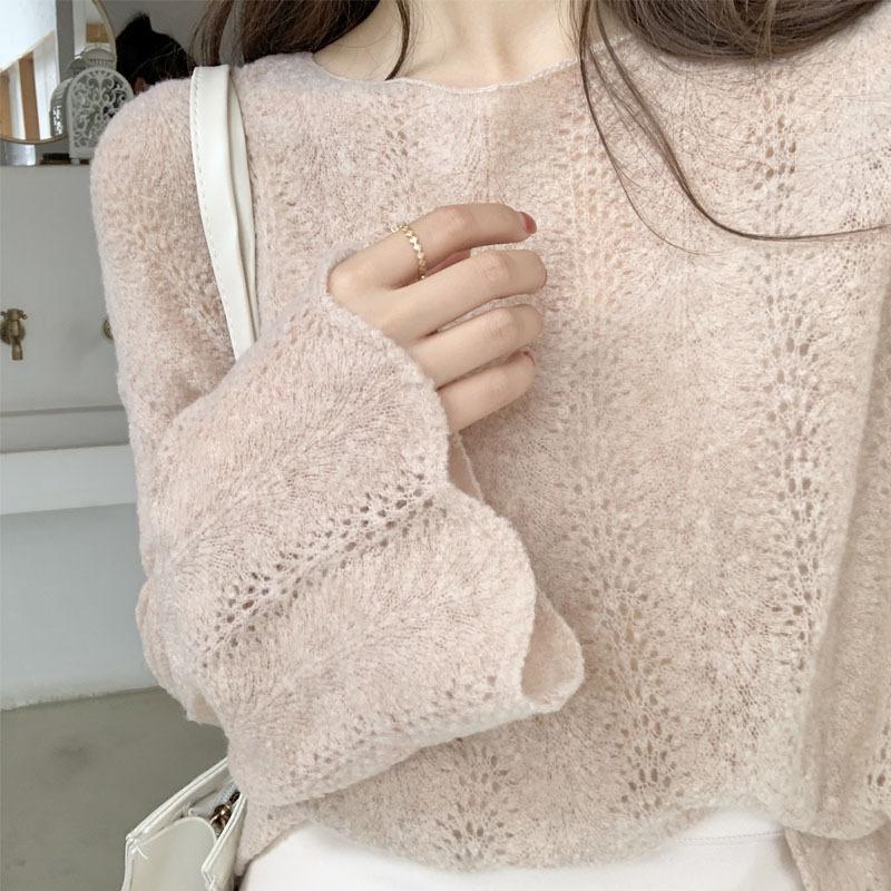

Hollow Out Round Neck Jacquard Knitted Cardigan Women s 2025 New Summer Loose Jacket Versatile Western-style Top One size fits all рожевий