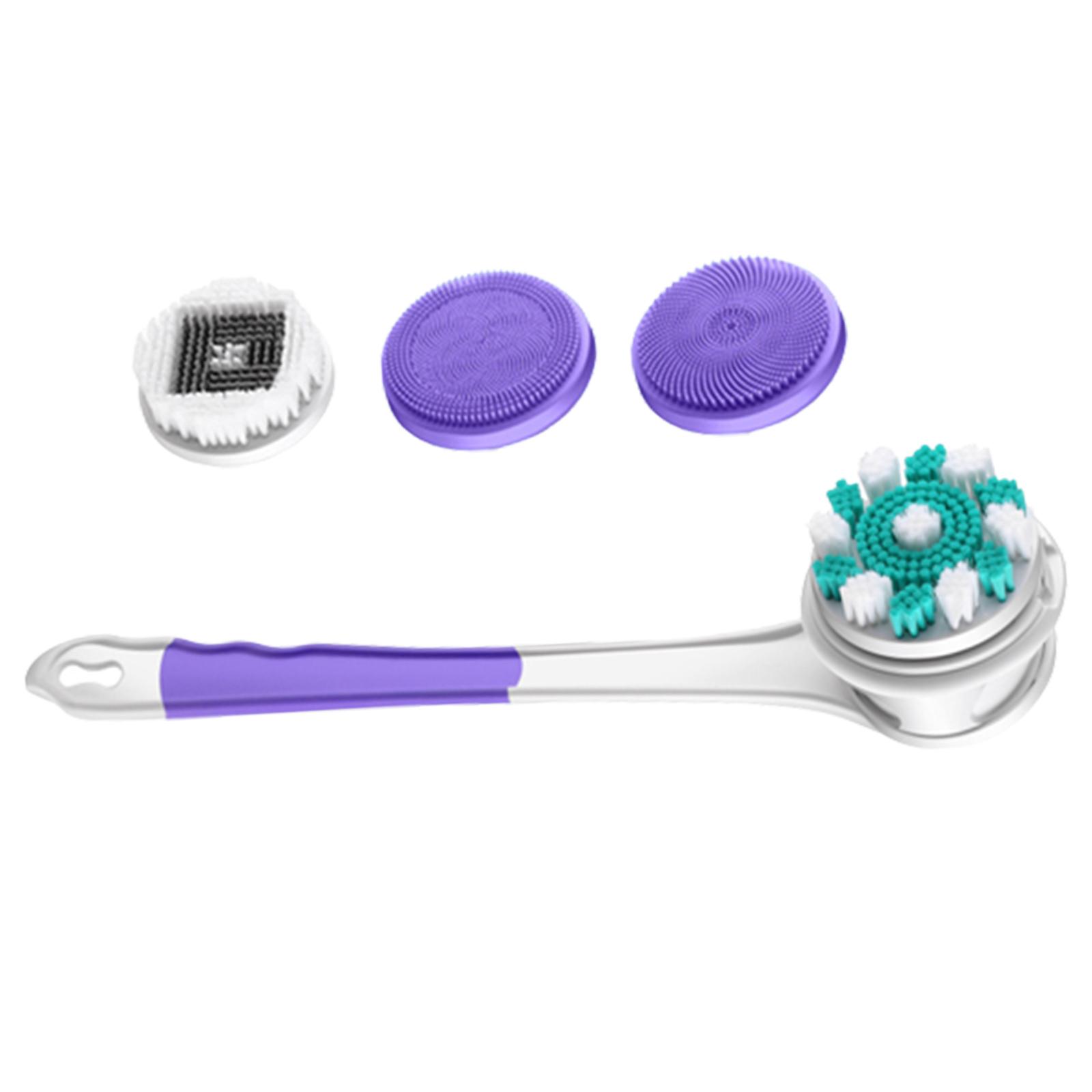 

Electric Body Brush with 4 Attachments IPX7 Waterproof Detachable Long Handle Rechargeable Back Brush for Facial Cleansing Brush