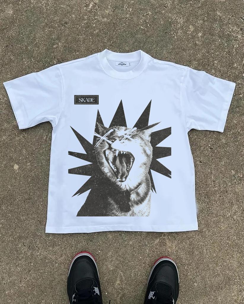 2025 High-end Design Pattern Printing Y2K Men's T-shirt Pure Cotton 220G Skin-friendly and Comfortable Short-sleeved Couple Top