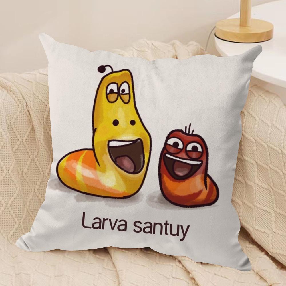 Funny L-Larva Cushion Cover Silky Short Plush Double-Sided Printed Pillow Case for Sofa All Seasons Home Decor Gift