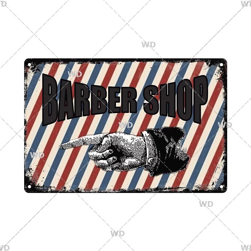 Classic Barber Shop Vintage Tin Signs Decorative Metal Plaque Metal Retro Wall Plates Salon Haircut and Shave Poster Wall Decor