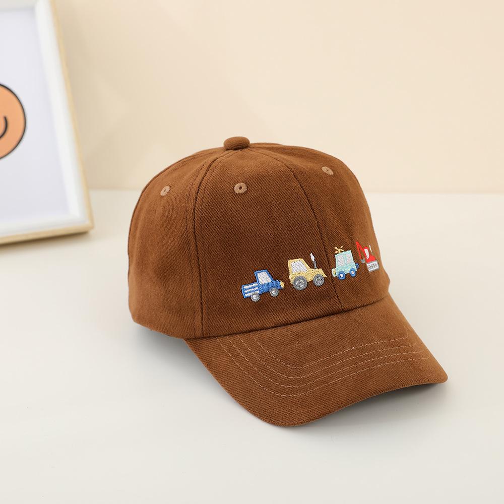Baseball Boy School Caps Peaked Hats Bulldozer Excavator Embroidery Stitched Children Outdoor Summer Kids Caps For 2-8Years Baby Sports Hats Cotton