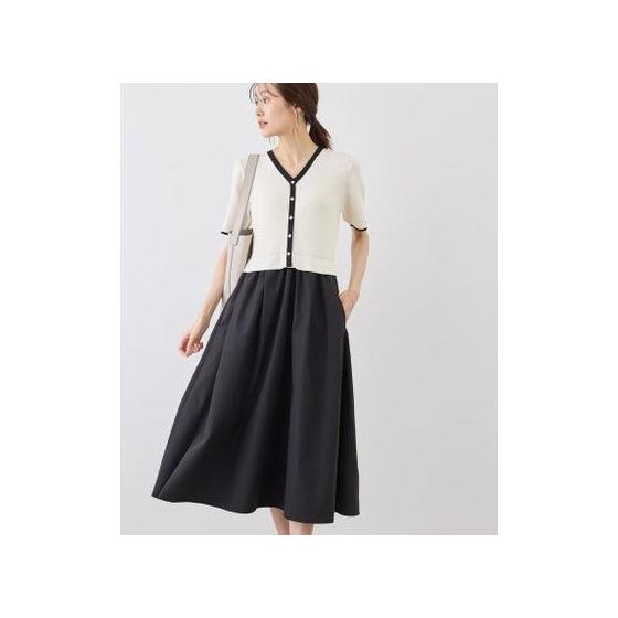 ROPE  PICNIC Metal button fabric docking half sleeve knit dress (Kinari (17))
