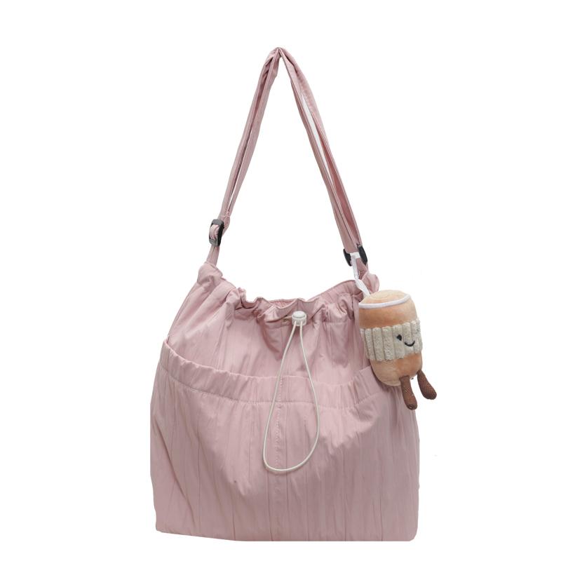 

Женская сумка через плечо, плиссированная сумка для поездок на работу, однотонная сумка через плечо розовый