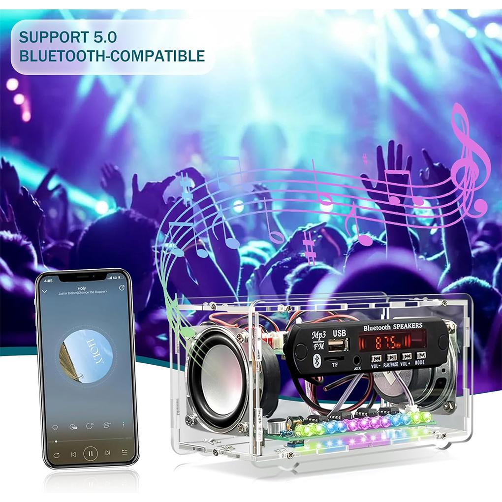 DIY Bluetooth-Compatible Speaker Kit LED FM Radio USB Mini Home Sound Amplifier with Digital Display Soldering Project Practice