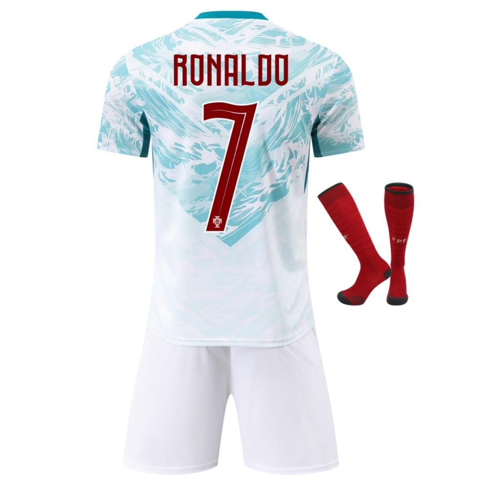 YSHT Portogallo Ronaldo Set Maglia da Calcio per Bambini Bianco Uniforme Sportiva per Giovani