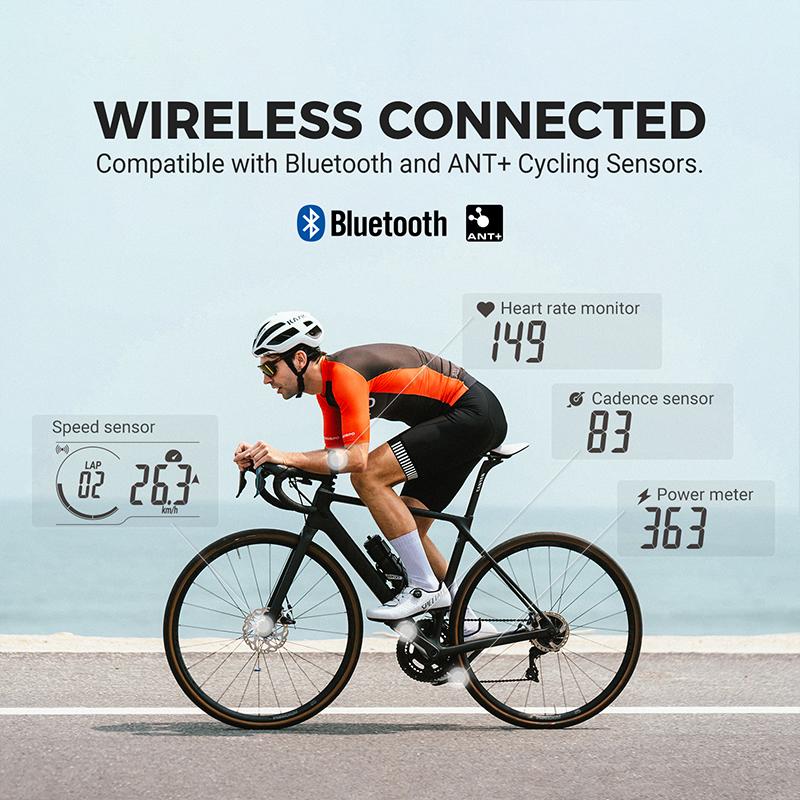 COOSPO CS300 Kabelloser Fahrradcomputer GPS Fahrrad Tacho Kilometerzähler 2,6 Zoll Bluetooth ANT+ IPX7 Höhe APP-Synchronisierung für Strava TP