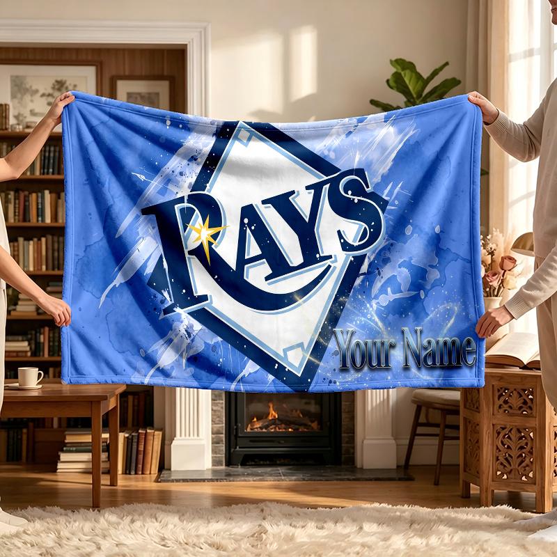 Tampa Bay Rays (1) Personalized Name Blanket Soft Cozy Gift for Sofa Bed Couch Home Decoration