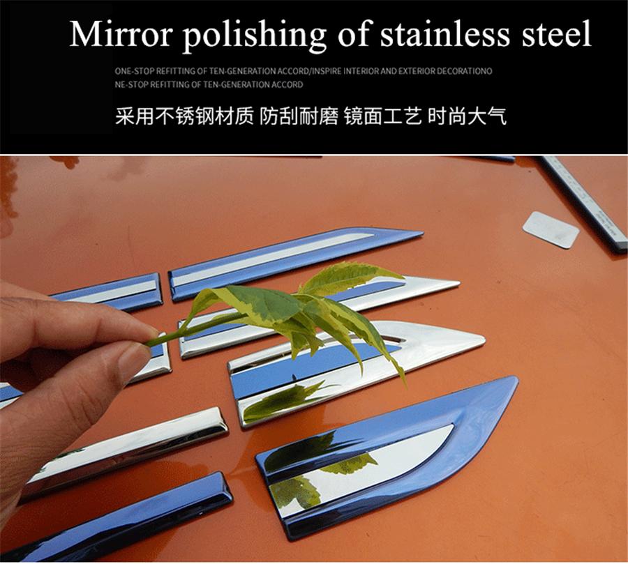 Universal 4Pcs Stainless Steel Car Side Body Fender Trims Decoration Mirror polishing