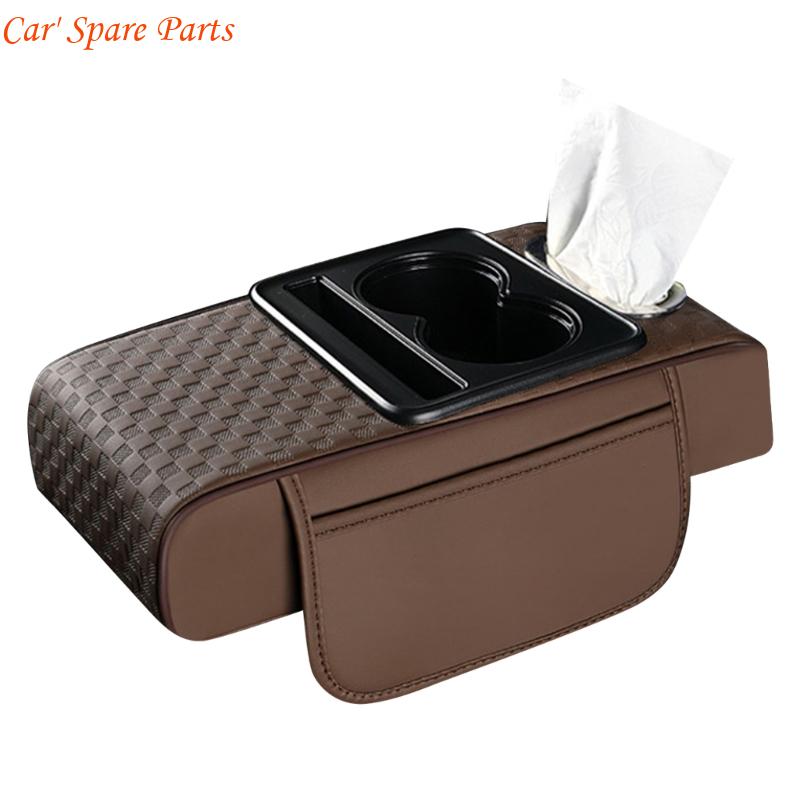 Y4UA Car Armrest Box Thicken Heighten Pad with Tissue Cup Holder Armrest Cushion