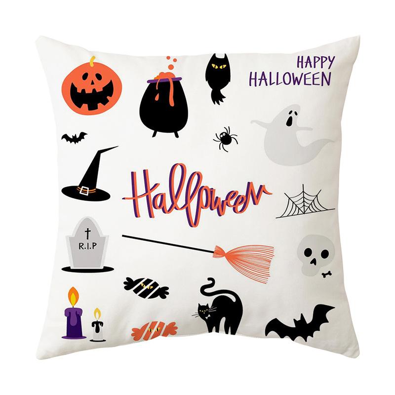 Cushion Pillow Halloween Print Pillow Cover Cushion Peach Skin Short Plush Cushion