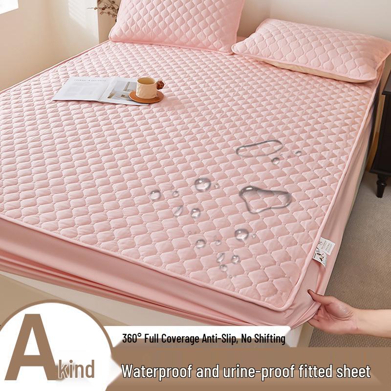 Class A Waterproof Quilted Mattress Protector - Dustproof, Skin-Friendly, Single/Double Bed Cover. 48x74cm 1 Pillowcase