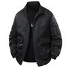 Flight Jacket Men's Stand Up Collar Casual Plus Size Jacket with Cotton Clip and Thick Cotton Jacket
