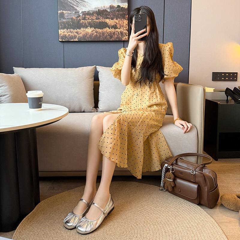 Spring new pleated women's shoes Mary Jane single shoes flat big head shoes wide fat feet large size women's shoes