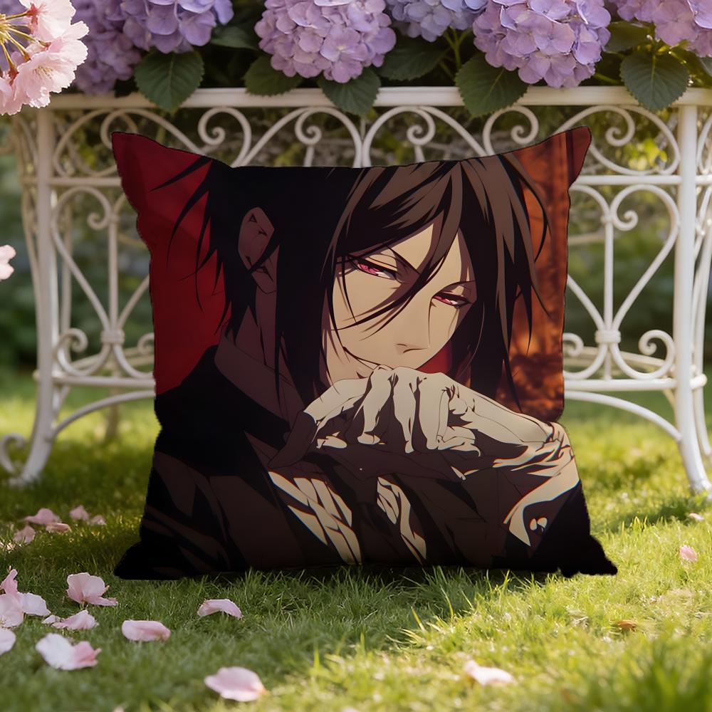B-Black Anime B-Butler Cushion Cover Home & Car Dual-Scene Pillow Cover: Reversible for Premium Comfort