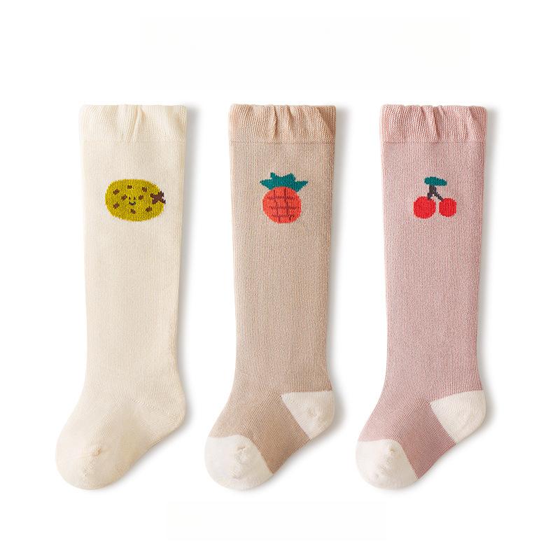 3 pary/partia Dziecięce podkolanówki Dzieci Dziewczynki Chłopcy Miękkie bawełniane długie skarpetki Śliczne hiszpańskie paski Jednolite skarpetki dziecięce dla 0-3 lat