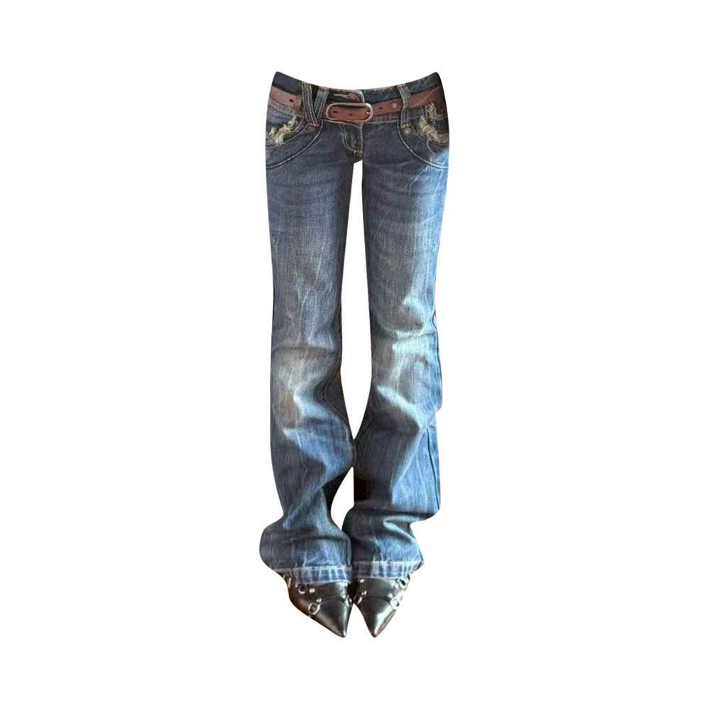 Women s Y2K Low-Rise Micro Flare Distressed Jeans S
