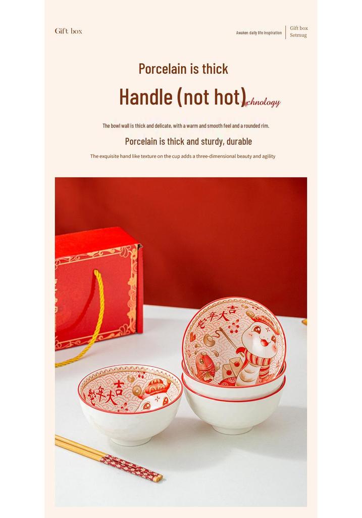 Year of the Horse Ceramic Bowl & Chopsticks Gift Set - Ideal for Weddings, Parties & Special Events.