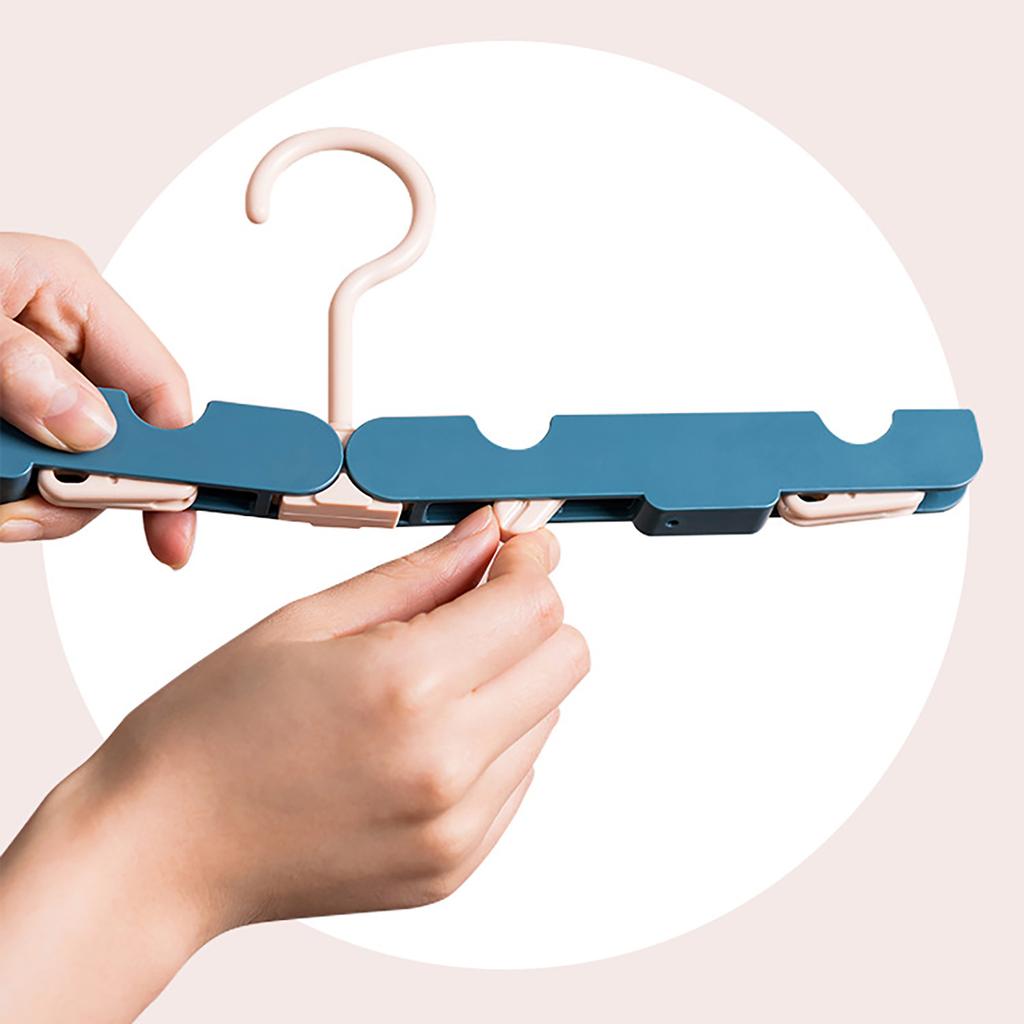 Clothes Hanger Rack Anti Slip Multifunctional Foldable Travel Hanger with Clips for Home Dorm Dark