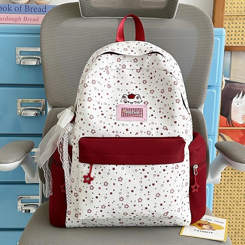 Schoolbag New 1011 College Style Backpack Light and Cute Junior High School High School Students Sweet Stars High Value Backpack