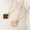 Non Fading Black and White Double-sided Beimu Clover Necklace, Women's Titanium Steel Heart-shaped Collarbone Chain