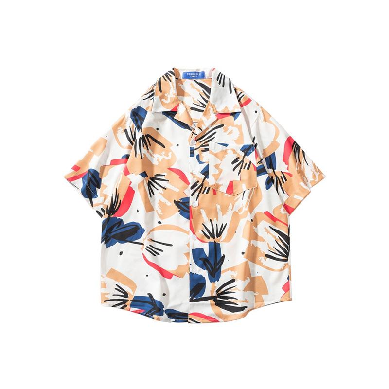 

Sycpman винтажные рубашки с кубинским воротником и принтом граффити, мужская свободная рубашка с короткими рукавами, одежда для пар, молодежный модный топ на лето