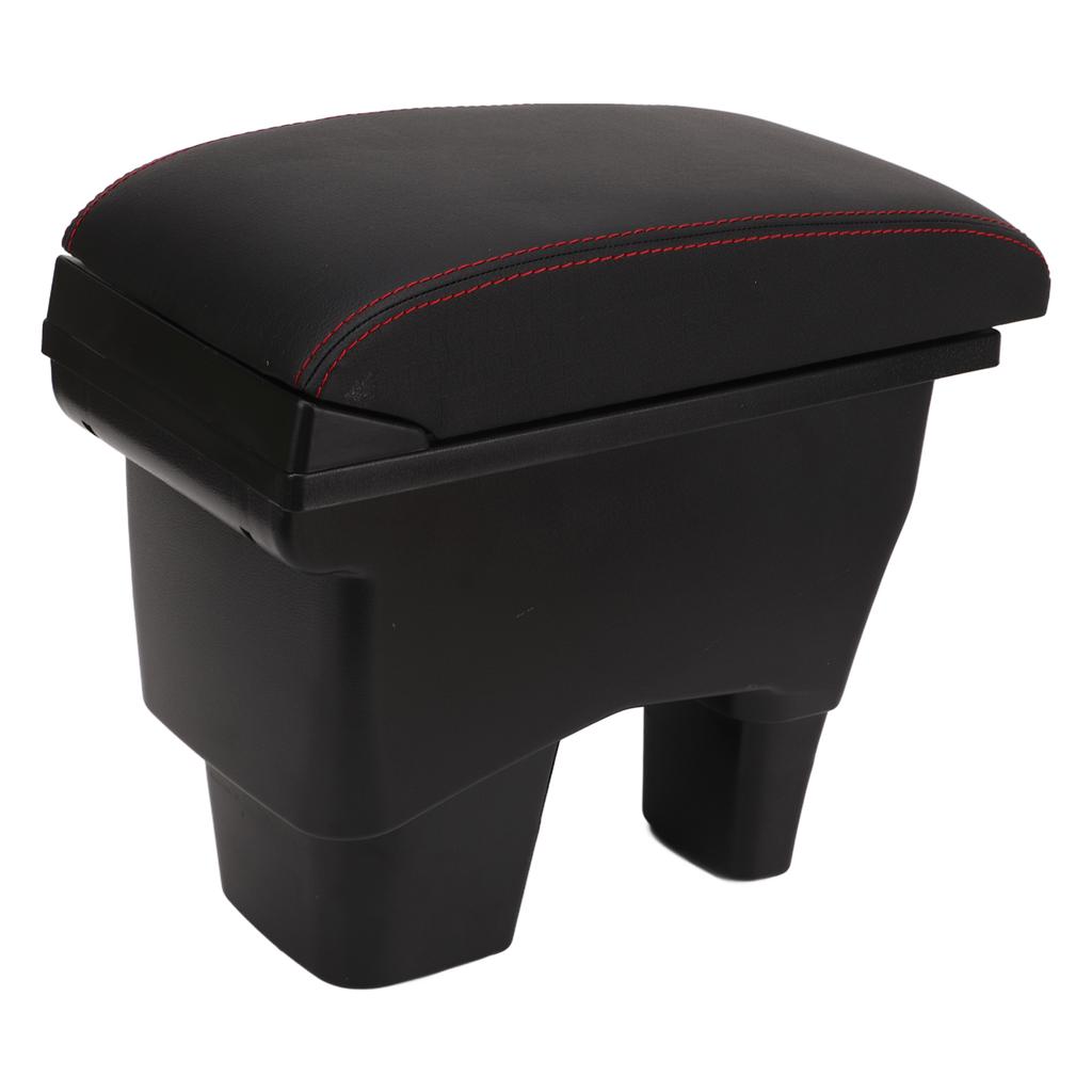 Car Armrest Box Black Central Console Arm Rest Storage Box Red Stitch with USB Interface Replacement for Suzuki VITARA