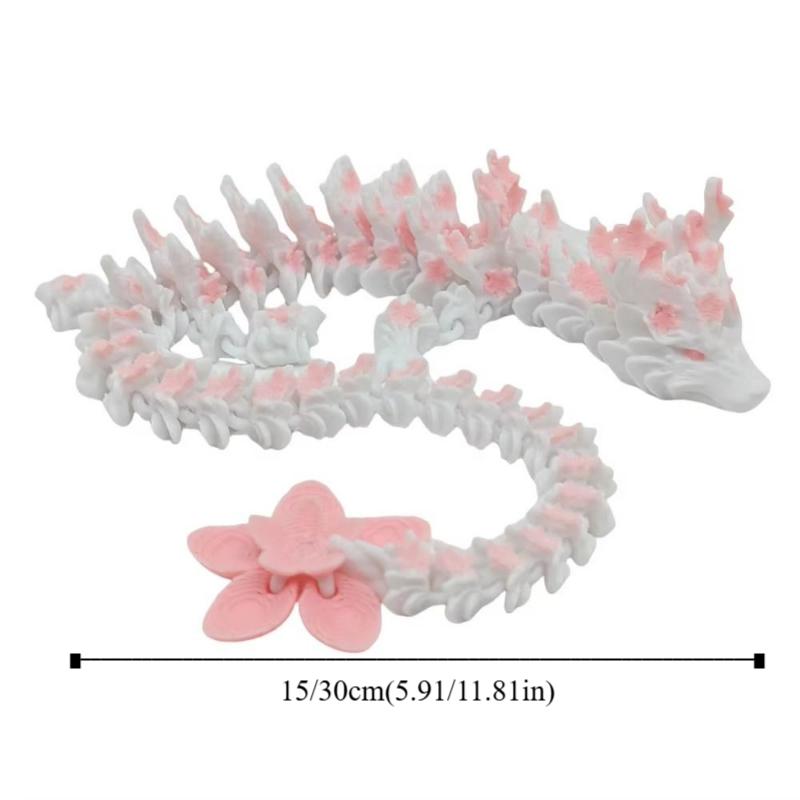 Sakura Dragon 3D Printed Diceratops Dragon Laser 3D Articulated Dragon Toys  Landscaping Decoration