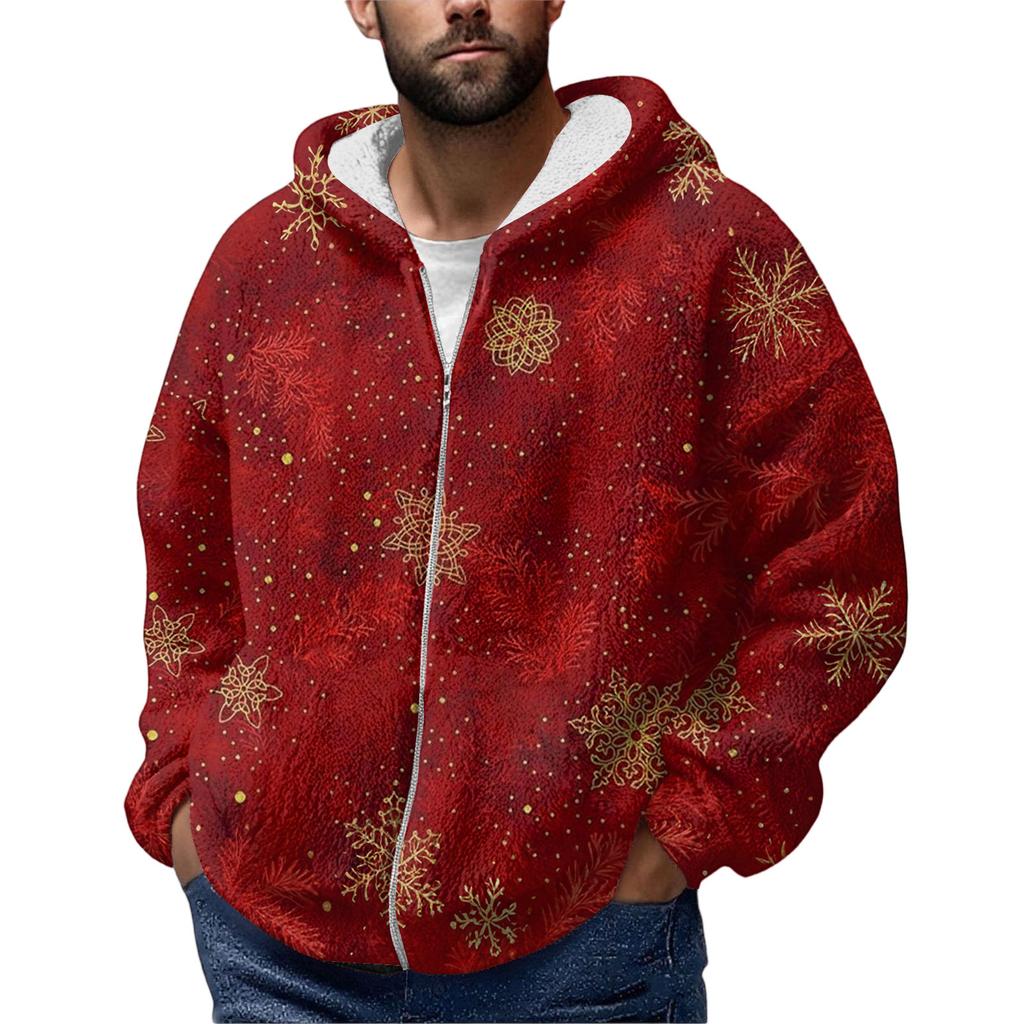 Men'S  Winter Zipper Hooded Fleece Sweatshirt With Patch Pocket Casual Jacket