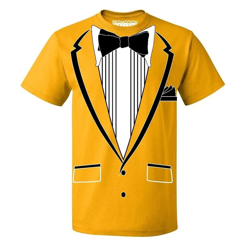 Tailcoat Printing T Shirt Men Street Funny Cosplay Short Sleeve T Shirts Fake Tie Captain Clothes Fashion Trend Top