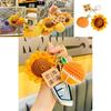 Creative Plush Crochet Sunflower Keychain Adorable Bag Charm Gift For Exams