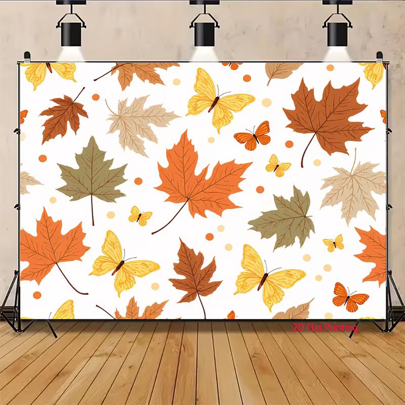 2D Seasonal Autumn Leaf and Butterfly Backdrop Cloth for Harvest Festival