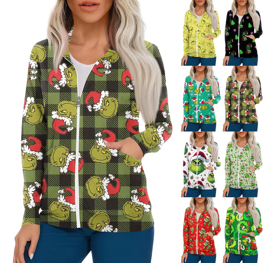 Women Long Sleeve Pattern Pocket Working Stand-up Collar Single-breasted Protective Overalls Cardigan Jacket Top