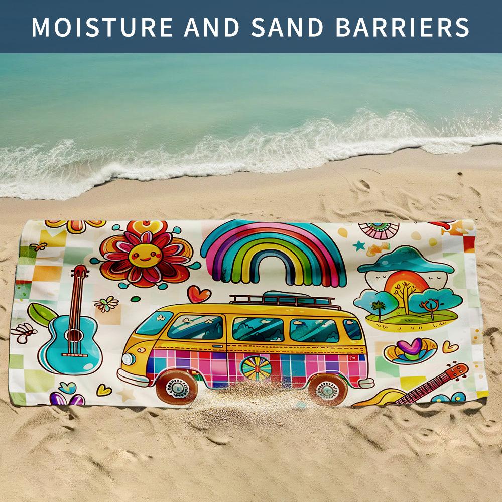 * Double-sided Velvet Quick-drying Beach Towel, Surf Towel, Printed Bath Towel