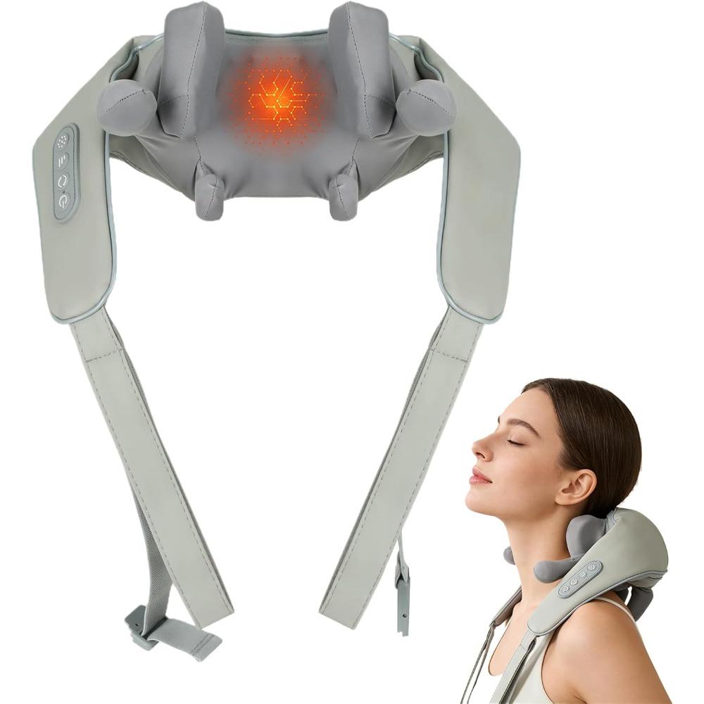 Neck massager with heat, wireless neck and shoulder massager, 6D deep kneading acupressure massager