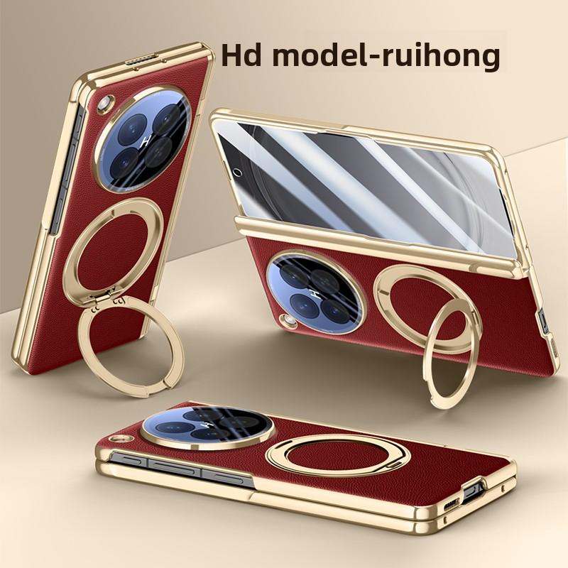 For OPPO Find N6 Case Luxury PU Leather Ring Stand Magnetic Wireless Charging Protective Back Cover For Find N6 N 6 Phone Shell