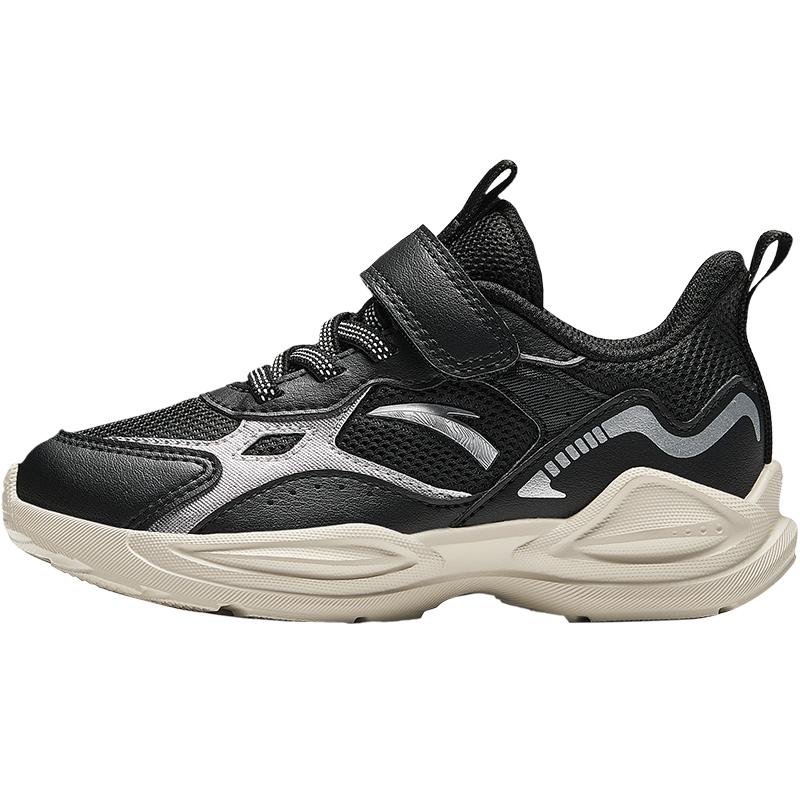 Anta Fashionable Versatile Comfortable Lightweight Shock Absorbing Low Top Kids Running Shoes Kids sneaker Black Silver A12449977-2