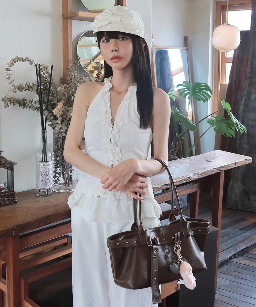 Raiment Stud Strap Boat Bag_Brown