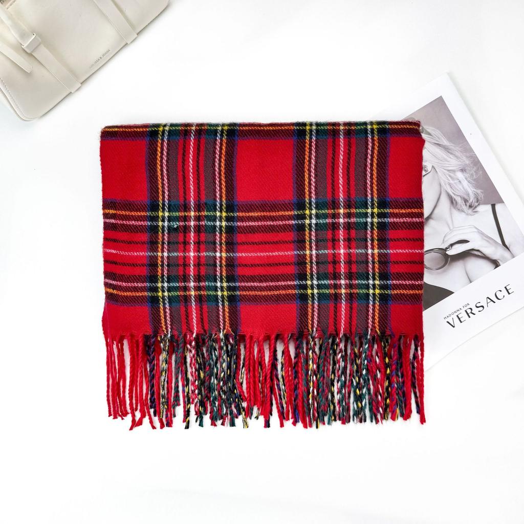 1116 New Korean plaid scarf women's winter senior sense versatile warm scarf student couple shawl dual-purpose