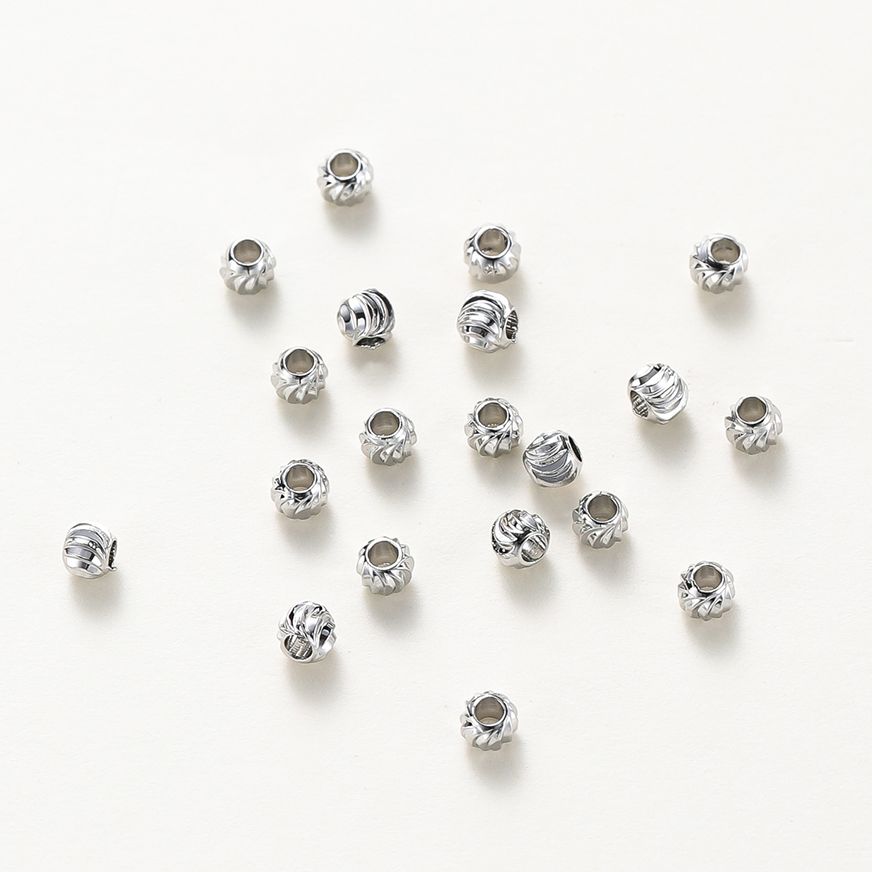 50pcs DIY Jewelry Accessories 14K 18K Gold Plated Striped Cut Flower Beads 2.5 3 4 5 6mm Spacer Beads Bulk Hand Beading Material