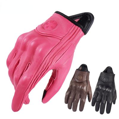 Goatskin Motorcycle Gloves Summer Men's Brown Vintage Leather Motorcycle Motocross Gloves Women's Motorcycle Hand Gloves