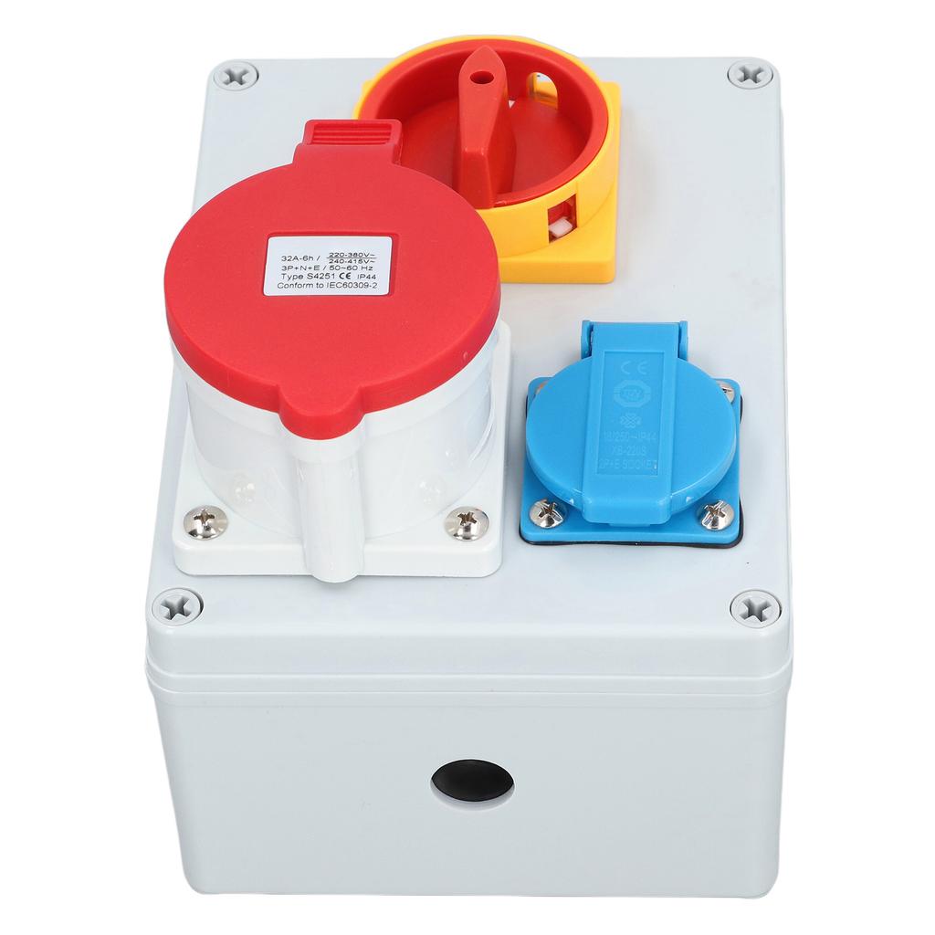 250V 16A EU Steckdose 32A 5-polige Industriesteckdose mit 2 Drehschaltern IP44 Wasserdichte Außen-Stromanschlussdose