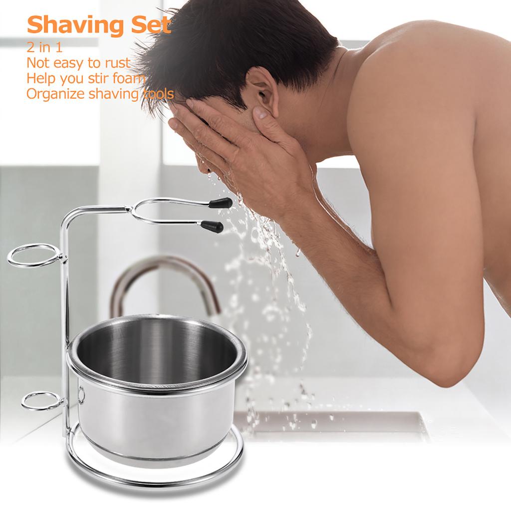 Anself 2 in 1 Men s Shaving Set Dry or Wet Shaving Cup + Shaving Holder Male Beard Shaving Soap Bowl Shaving Stand