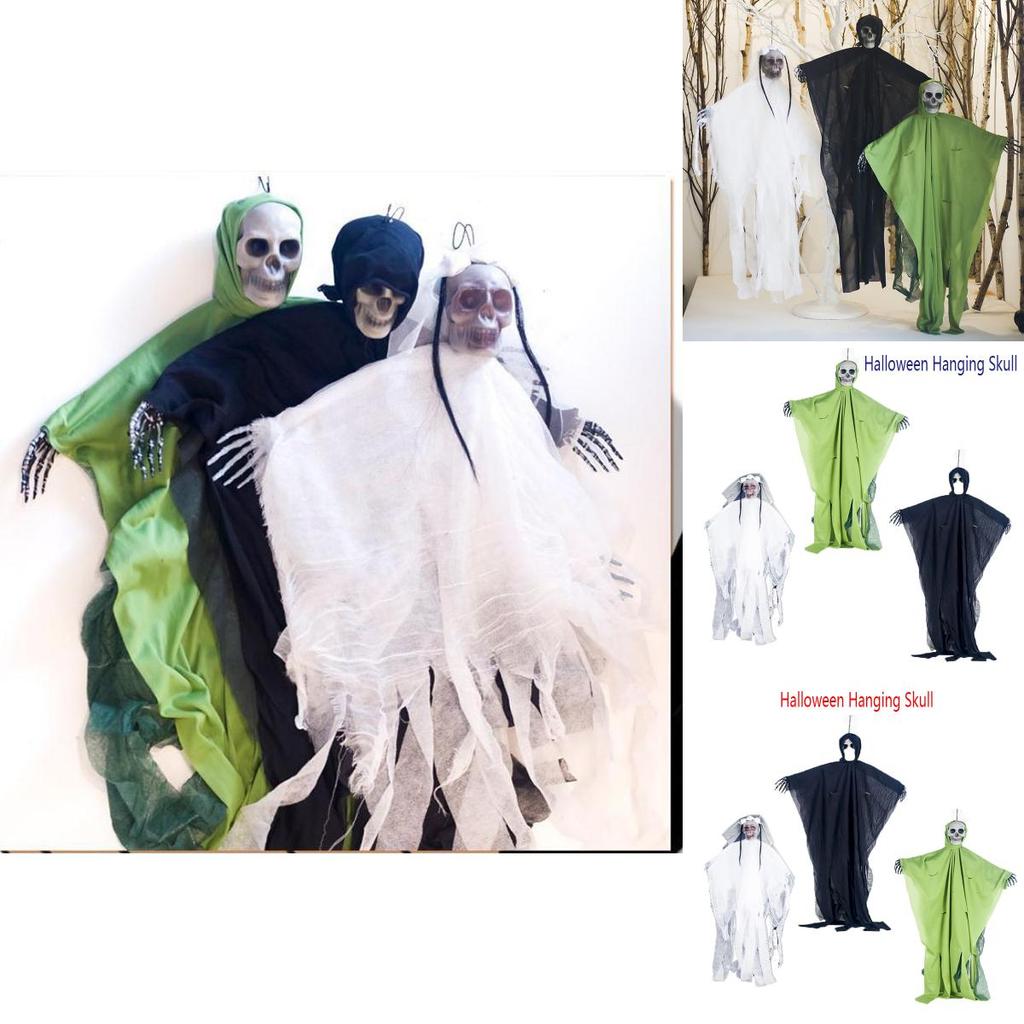 Creepy Halloween Hanging Skull Ghost Decoration With Realistic Details