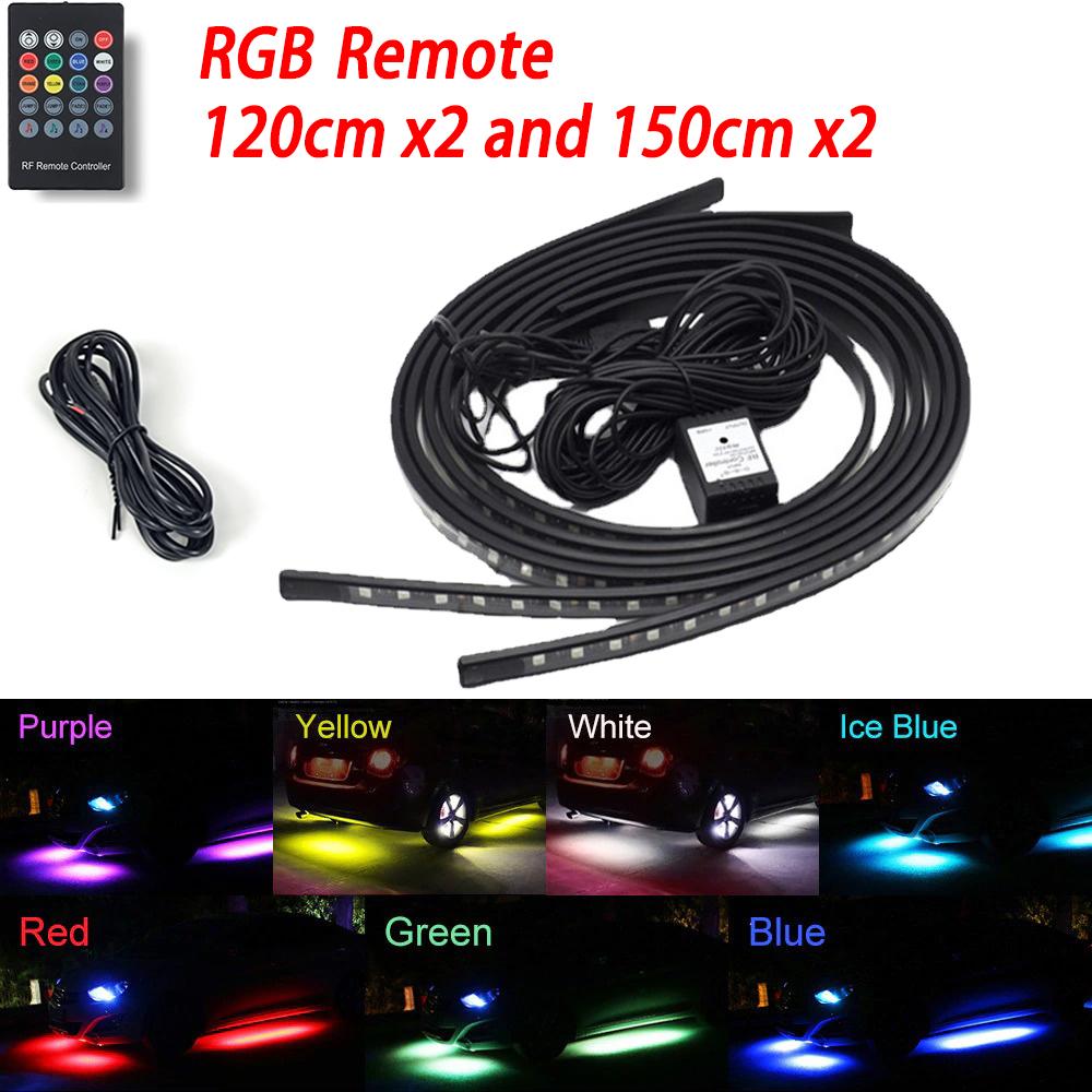 

KIEND Car Flexible Underglow Strip Light LED Underbody Remote APP Control RGB Neon Lights Atmosphere Lamp for Auto Decoration 120cm x2 - 150cm x2