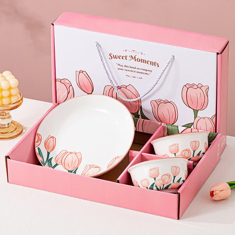 Colorful Tulip Ceramic Dinnerware Set