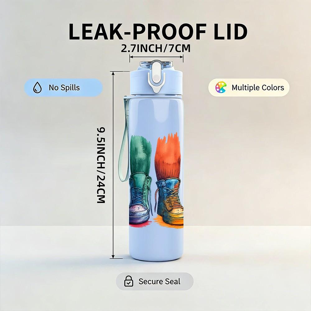 1PC Basketball Boot Sport Art 750ml Color Plastic Sports Water Bottle Leakproof Flip Straw Lid Suitable for Sports Office Home Use