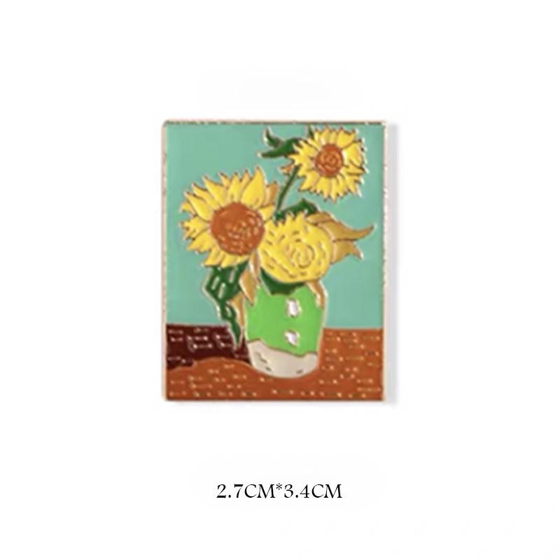 Broșă Desen Animat Noapte Înstelată Van Gogh - Pandantiv Pictură Abstractă Colorată pentru Studenți