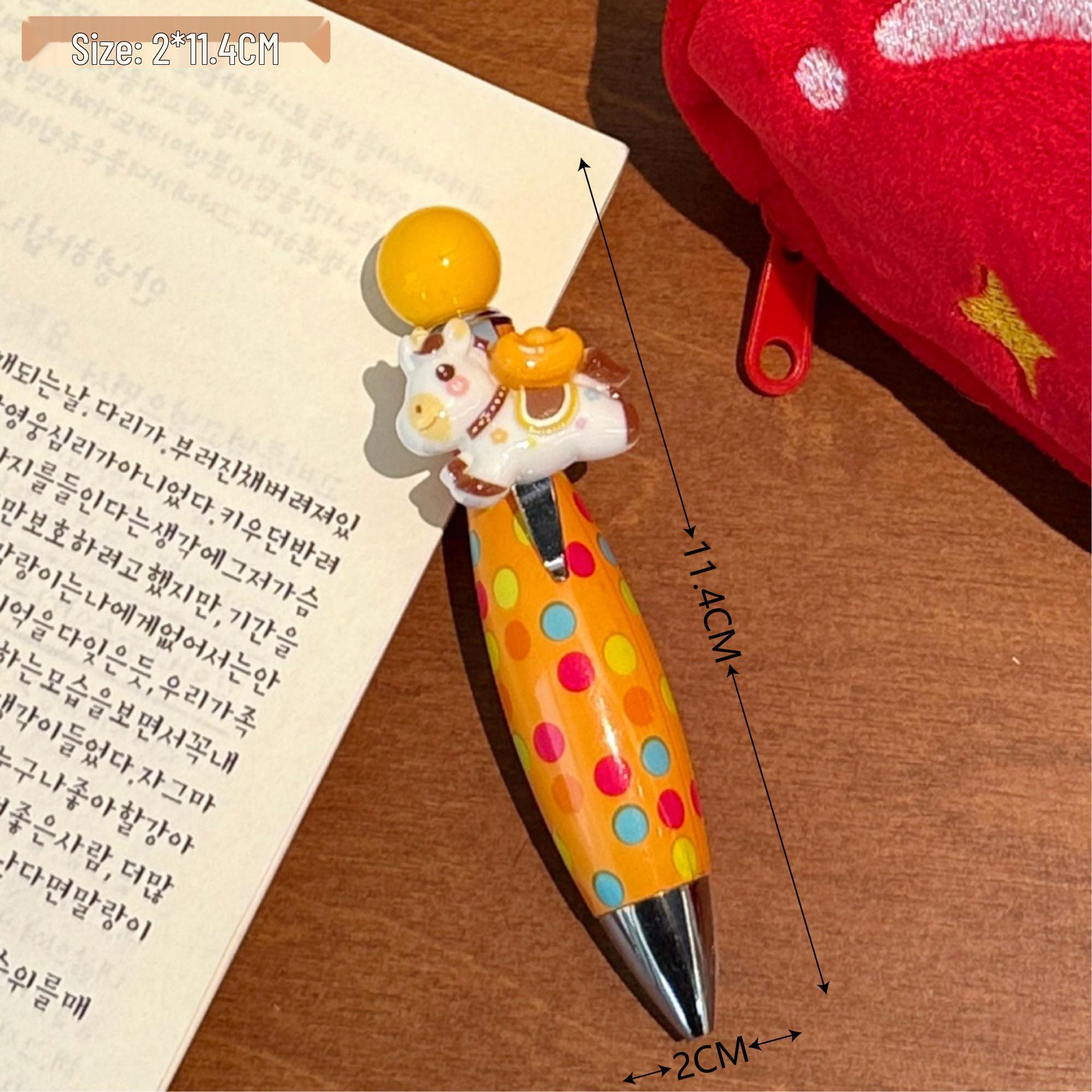 

Creative Dopamine Twist Bowling Ballpoint Pen - Year of the Horse Cute Gift for Students, Chubby Journaling Pen Bullet Type 0.5